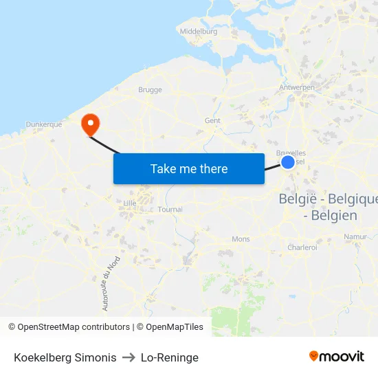 Koekelberg Simonis to Lo-Reninge map