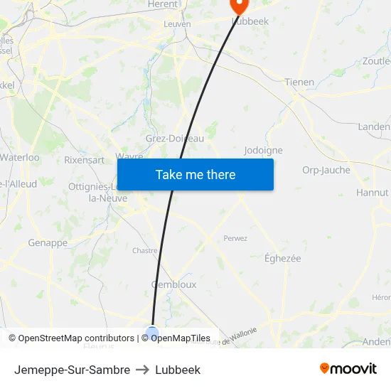 Jemeppe-Sur-Sambre to Lubbeek map