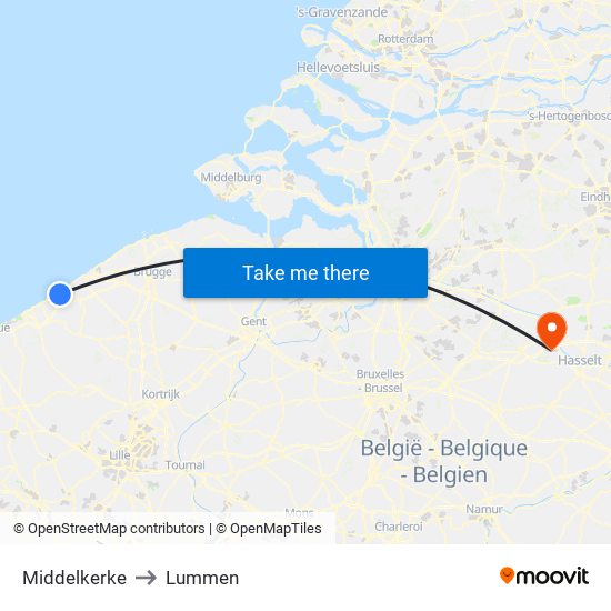 Middelkerke to Lummen map