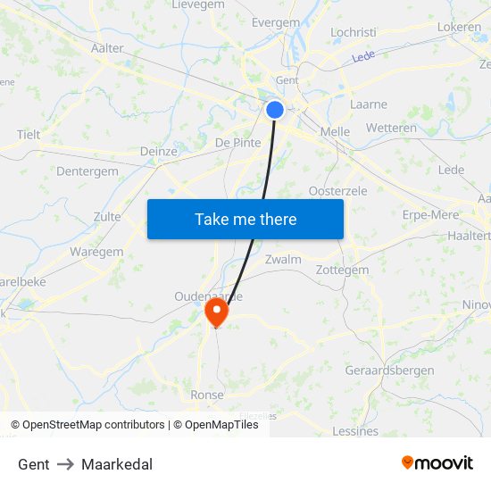 Gent to Maarkedal map