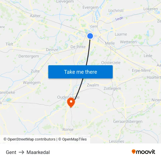 Gent to Maarkedal map