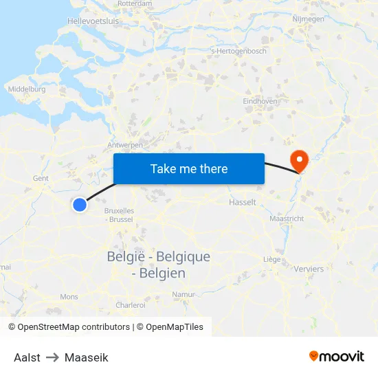 Aalst to Maaseik map