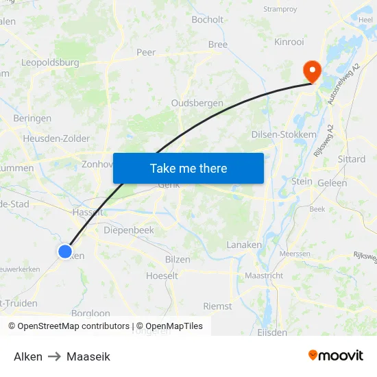 Alken to Maaseik map