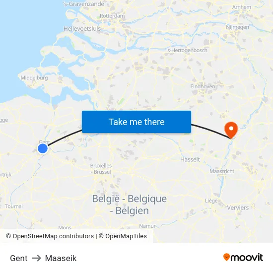 Gent to Maaseik map