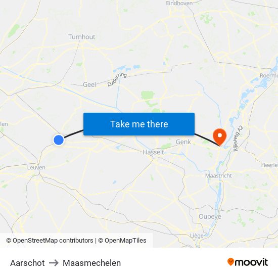 Aarschot to Maasmechelen map