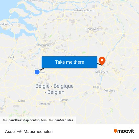 Asse to Maasmechelen map