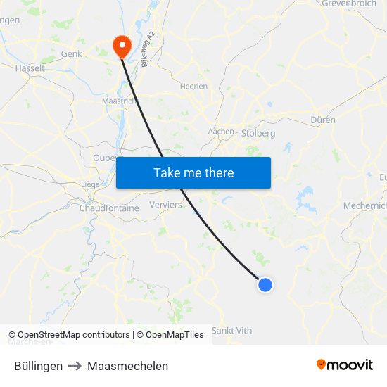 Büllingen to Maasmechelen map