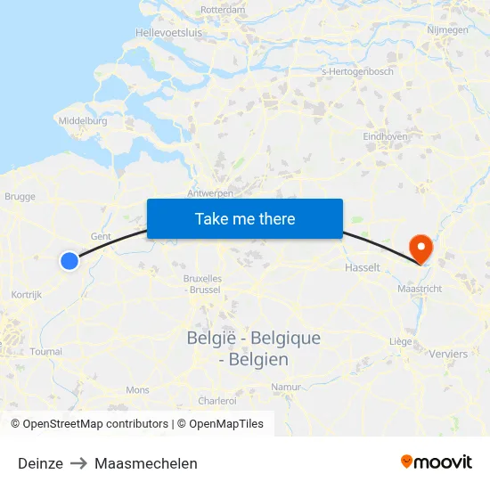 Deinze to Maasmechelen map