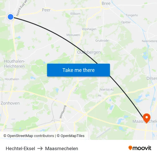 Hechtel-Eksel to Maasmechelen map