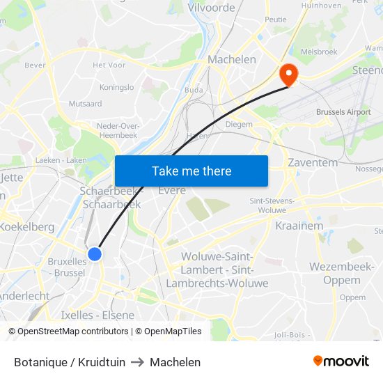 Botanique / Kruidtuin to Machelen map