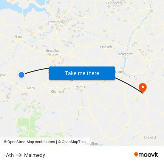 Ath to Malmedy map
