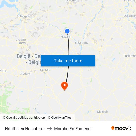 Houthalen-Helchteren to Marche-En-Famenne map