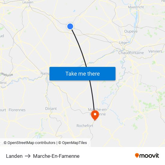 Landen to Marche-En-Famenne map