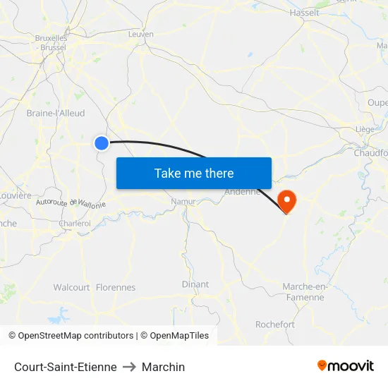 Court-Saint-Etienne to Marchin map