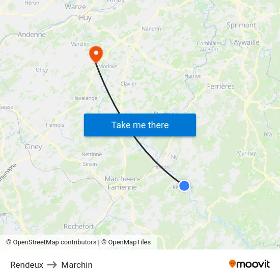 Rendeux to Marchin map