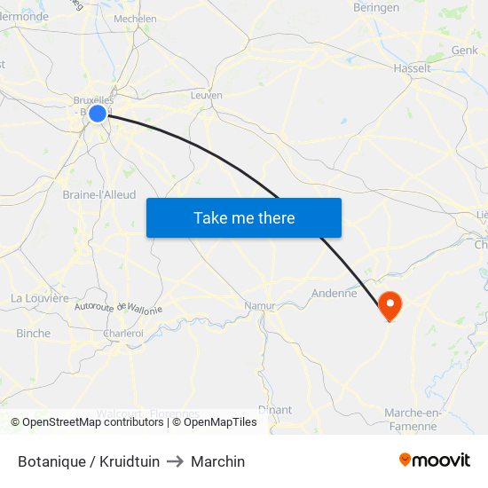 Botanique / Kruidtuin to Marchin map