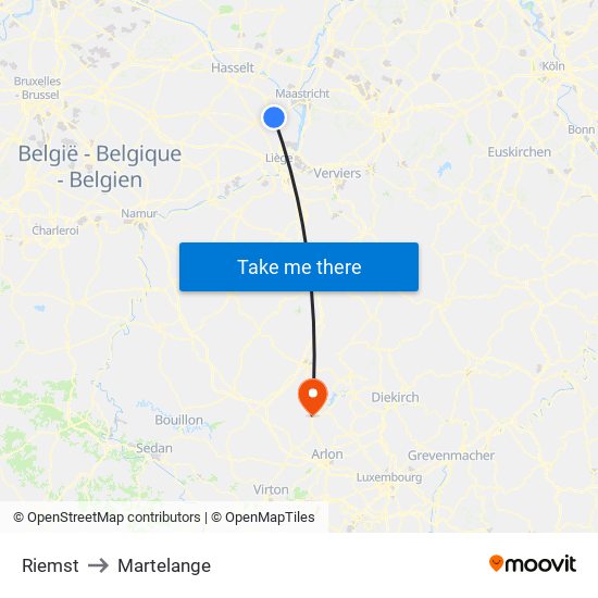 Riemst to Martelange map