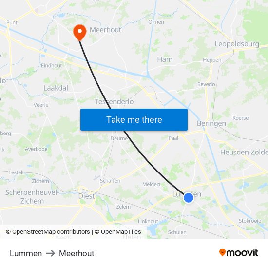 Lummen to Meerhout map