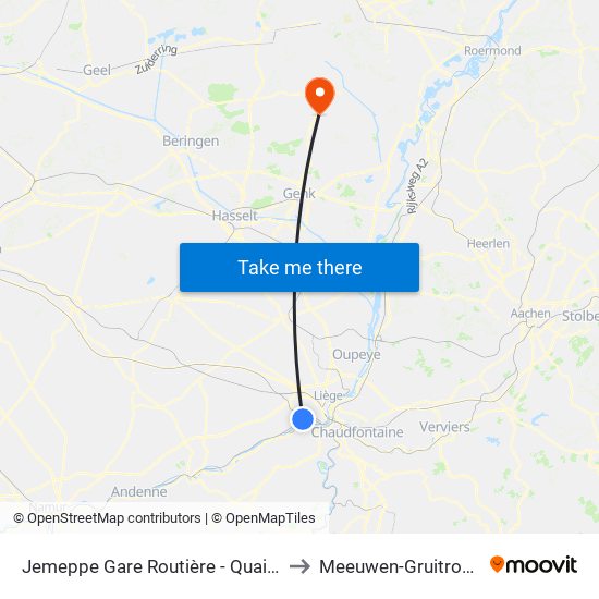 Jemeppe Gare Routière - Quai D to Meeuwen-Gruitrode map