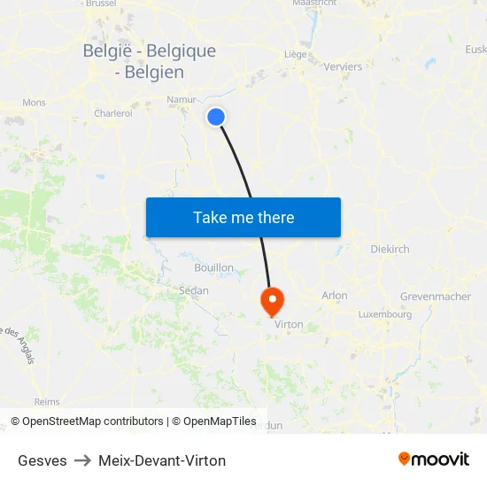 Gesves to Meix-Devant-Virton map