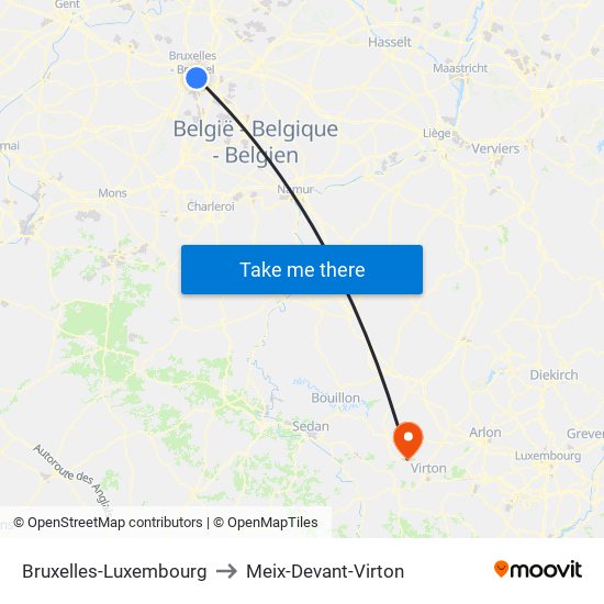 Bruxelles-Luxembourg to Meix-Devant-Virton map