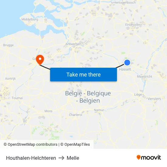 Houthalen-Helchteren to Melle map