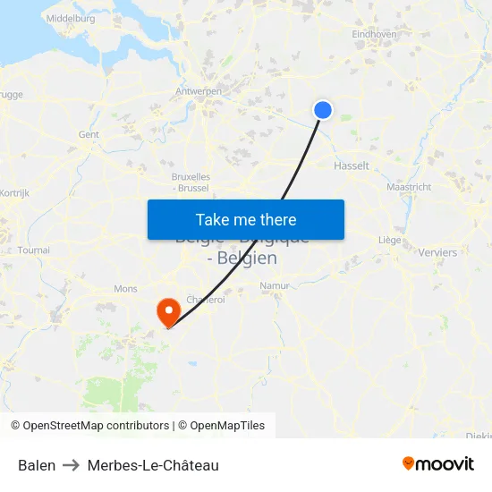 Balen to Merbes-Le-Château map