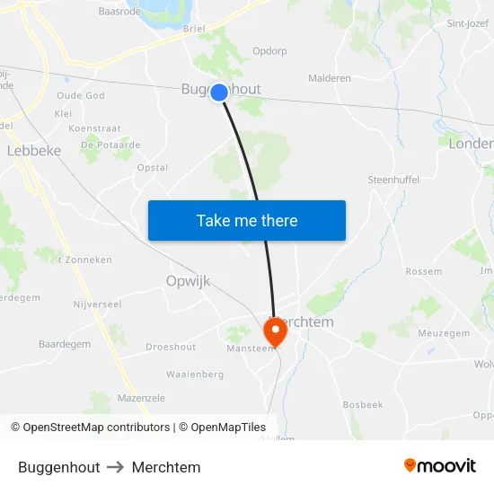 Buggenhout to Merchtem map