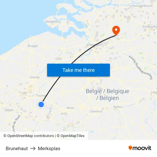 Brunehaut to Merksplas map