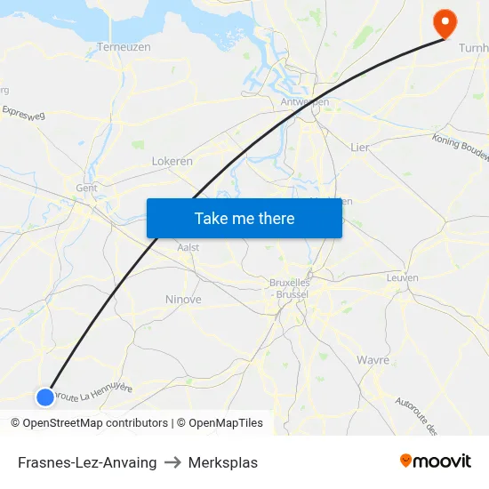 Frasnes-Lez-Anvaing to Merksplas map