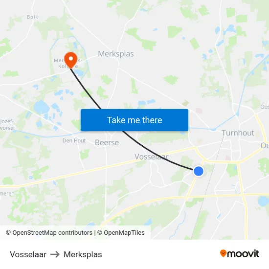 Vosselaar to Merksplas map