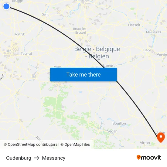 Oudenburg to Messancy map