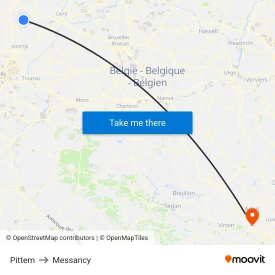 Pittem to Messancy map