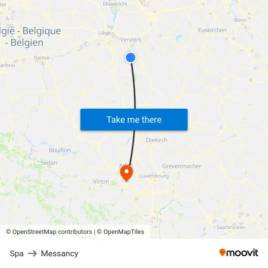 Spa to Messancy map