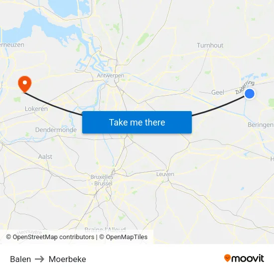 Balen to Moerbeke map