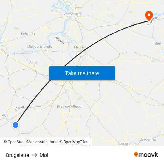 Brugelette to Mol map