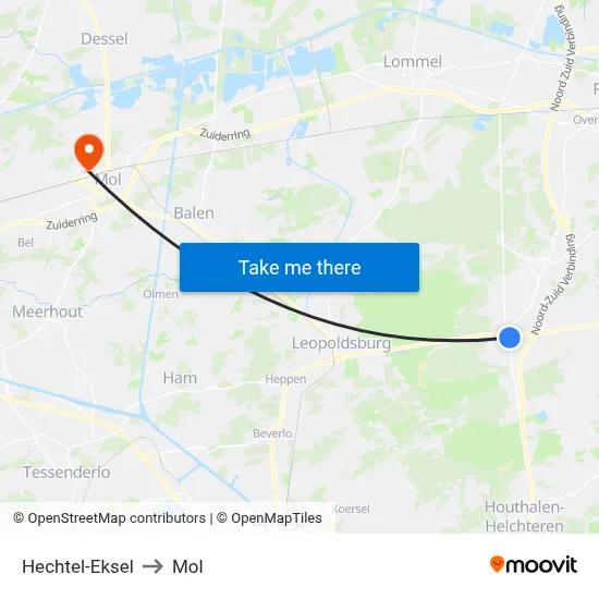 Hechtel-Eksel to Mol map