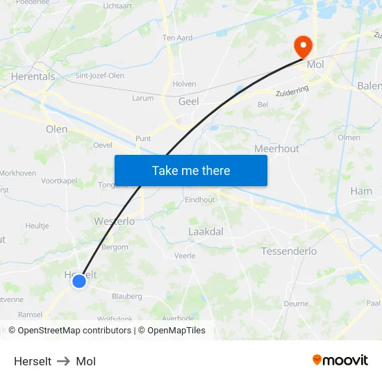 Herselt to Mol map