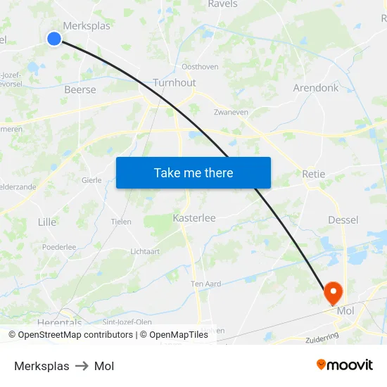 Merksplas to Mol map