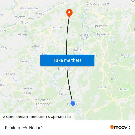 Rendeux to Neupré map