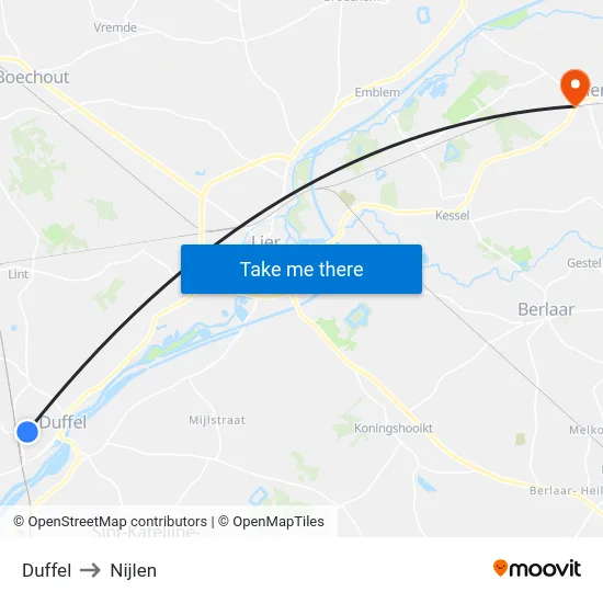 Duffel to Nijlen map