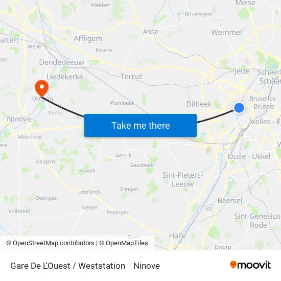 Gare De L'Ouest / Weststation to Ninove map