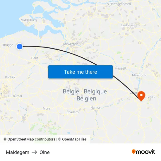 Maldegem to Olne map