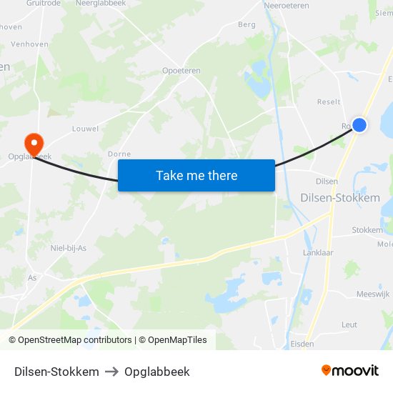 Dilsen-Stokkem to Opglabbeek map