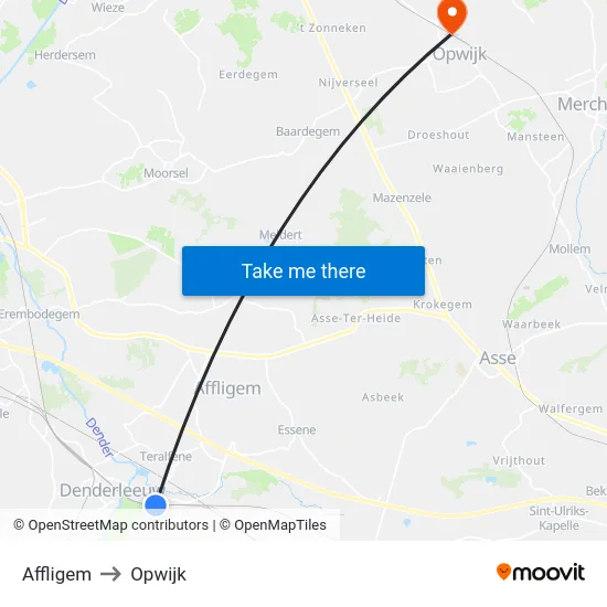 Affligem to Opwijk map