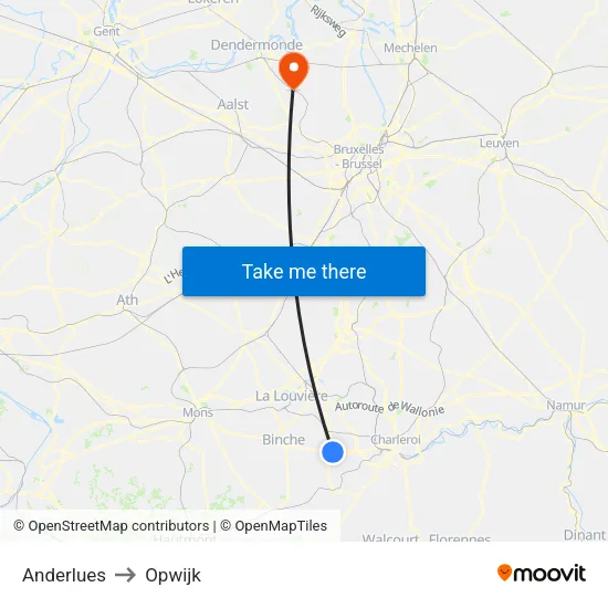 Anderlues to Opwijk map