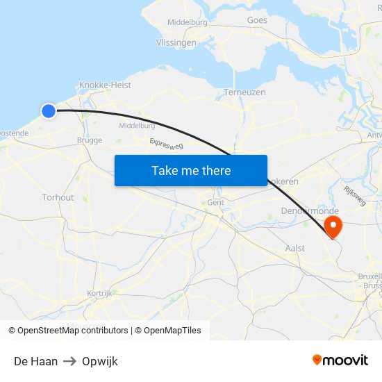 De Haan to Opwijk map