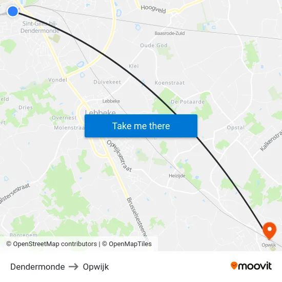 Dendermonde to Opwijk map