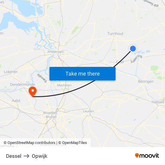 Dessel to Opwijk map
