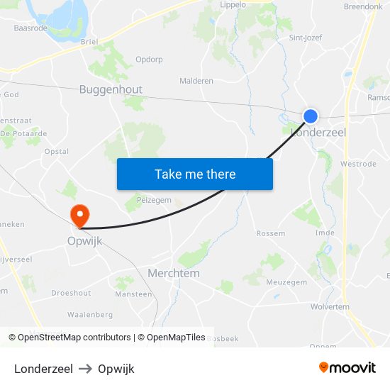 Londerzeel to Opwijk map